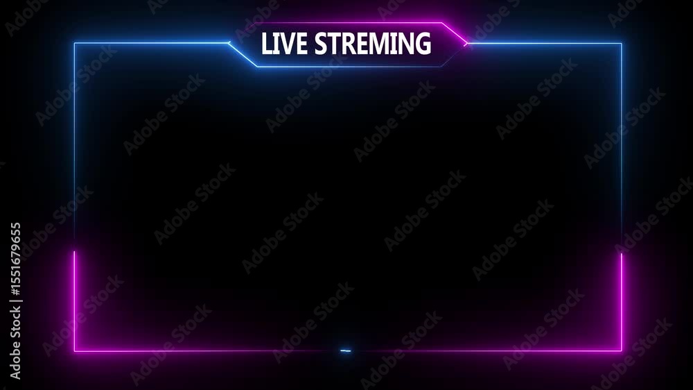 Poster live streaming neon text frame animation box frame neon frame live streaming game live stream overla