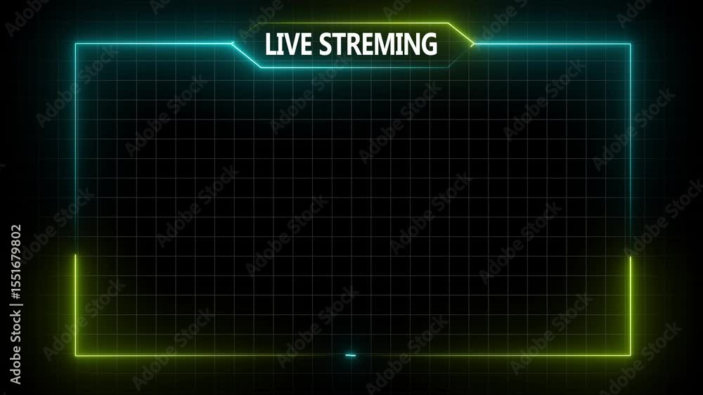 Poster live streaming neon text frame animation box frame neon frame live streaming game live stream overla