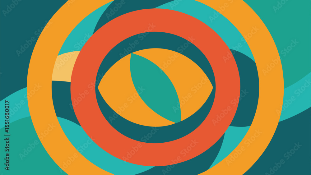 Aufkleber colorful abstract graphic design with concentric circles and unique shape composition