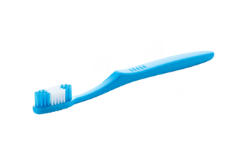 Blue Toothbrush with White Bristles Isolated on Transparent Background