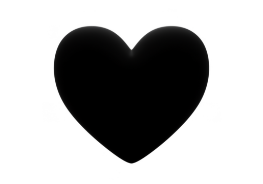 Black Heart Symbol Illustration Isolated on Transparent Background
