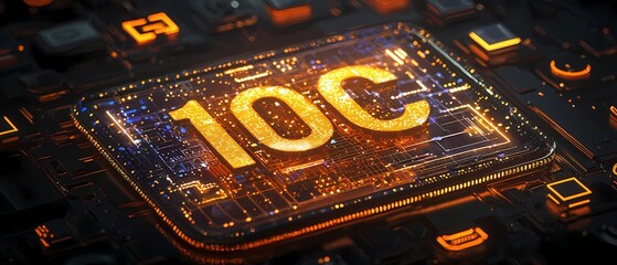 Futuristic Technology Background with Digital Circuit and Number 10C