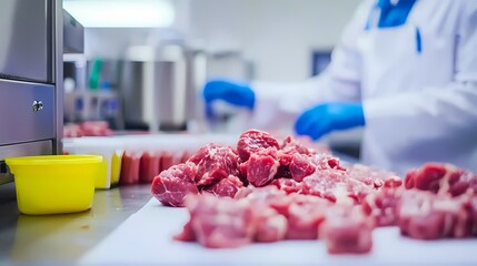 Fresh Meat Preparation in a Modern Kitchen Environment