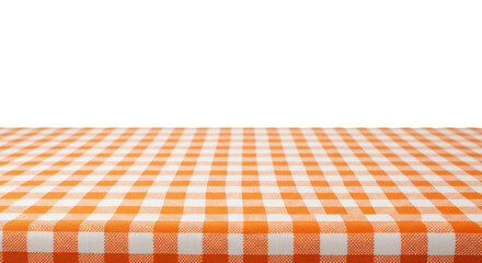 Checkered Tablecloth Orange and White Pattern Fabric Isolated Background