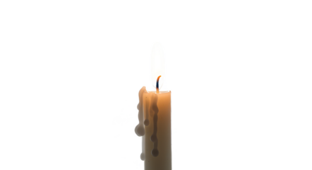 Burning Candle Flame Wax with Transparent Background, Warm Light