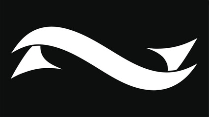 Elegant flowing white ribbon silhouette design in minimalist geometric style with transparent background