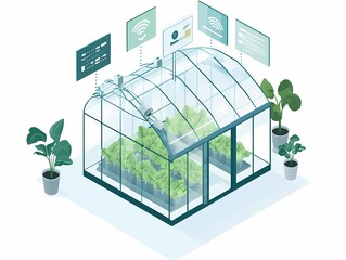 Modern Greenhouse with Smart Technology for Plant Growth and Care
