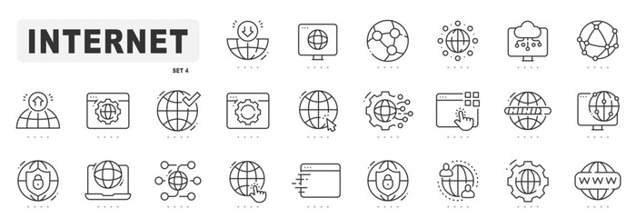 Internet related line icons. Web, global, online, world etc. Editable stroke