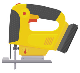 Yellow jigsaw side view in flat design style (cut out)