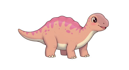 Fototapeta premium Cute Dinosaur Illustration Cartoon Prehistoric Pink Animal Herbivore