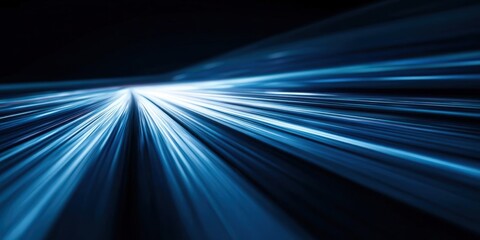 Futuristic Blue Light Streaks Illustrating Speed and Connectivity