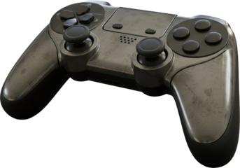 High tech metallic game controller with glossy buttons for digital entertainment