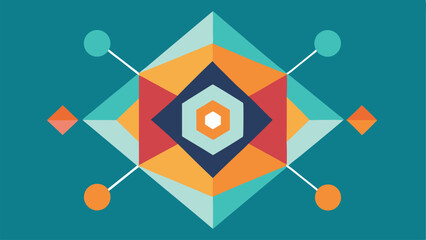 Geometric abstract design with vibrant colors and unique shape composition