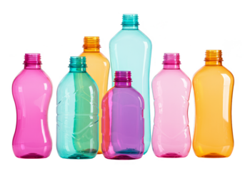 Colorful Plastic Bottles Collection Various Shapes Sizes Transparent Background