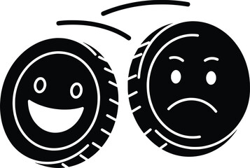 Playful Joke Illustration of Happy and Sad Wheels in a Fun Vector Design for Graphic Enthusiasts