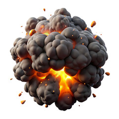 D Realistic Explosion with Fire, Smoke, and Debris – Cinematic Blast Effect on Transparent Background"

