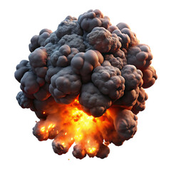 D Realistic Explosion with Fire, Smoke, and Debris – Cinematic Blast Effect on Transparent Background"

