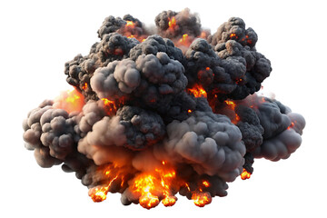 D Realistic Explosion with Fire, Smoke, and Debris – Cinematic Blast Effect on Transparent Background"

