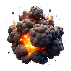 D Realistic Explosion with Fire, Smoke, and Debris – Cinematic Blast Effect on Transparent Background"

