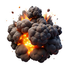 D Realistic Explosion with Fire, Smoke, and Debris – Cinematic Blast Effect on Transparent Background"

