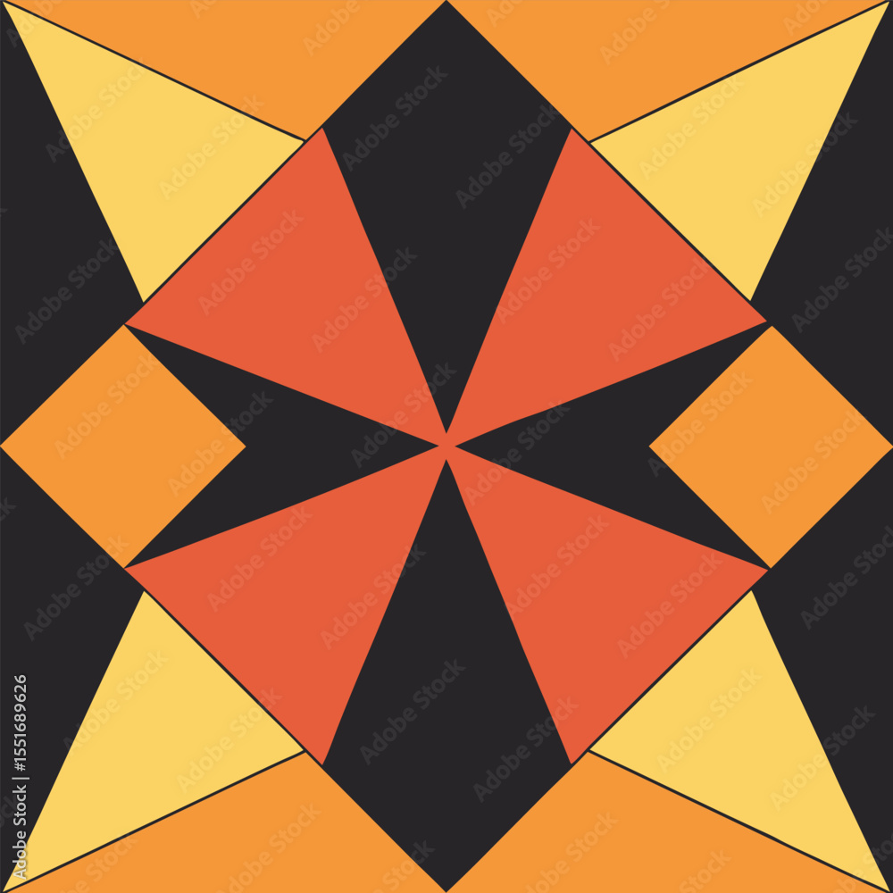 Aufkleber geometric abstract pattern design with repeating triangles in shades of orange and yellow