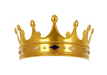 Golden Crown Jewelry Royal Isolated on Transparent Background