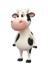 Obraz premium Cute 3D Rendering of Cartoon Cow Animal Character Isolated Transparent