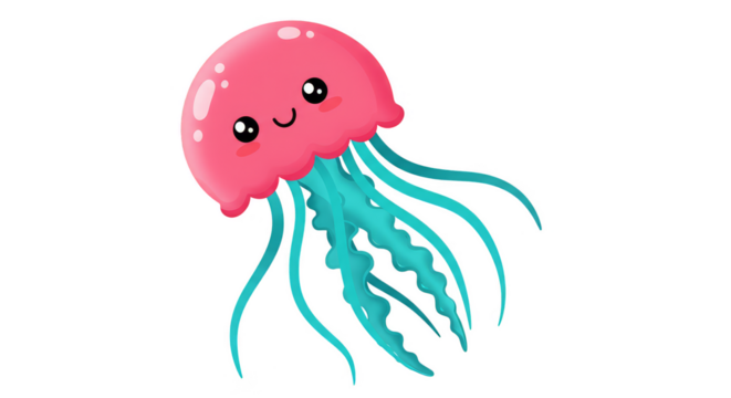Cute Cartoon Jellyfish Illustration with Transparent Background