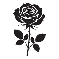 Black and white rose design stylish monochrome flower art