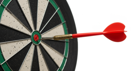 Dart Hits Bulls Eye Isolated on Transparent Background PNG
