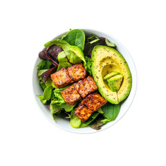Delicious Tempeh and Avocado Salad in a Bowl