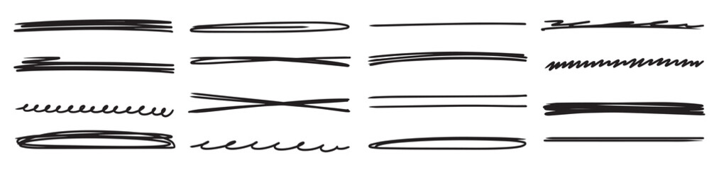 collection hand drawn underline styles including bold thin wavy crossed lines these underline markers.