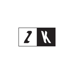 ZK Alphabet Unique Simple Bold Initial Alphabet Vector Monogram Logo Design