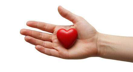 Fototapeta premium Hand Holding Red Heart Represents Love Valentine Isolated PNG