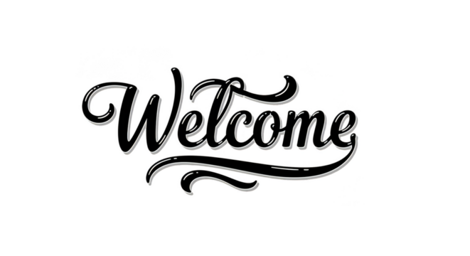 Decorative Welcome Lettering Calligraphy Typographic Text on Transparent