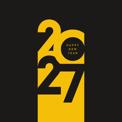 Golden 2027 Happy New Year logo text design.