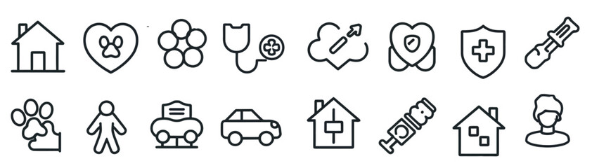 collection icons including car house with tool middle