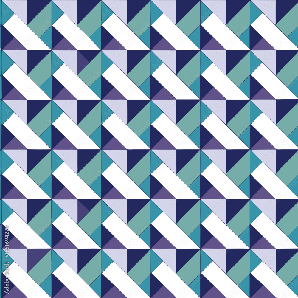 Poster geometric pattern in cool tones featuring interlocking shapes for backgrounds and design