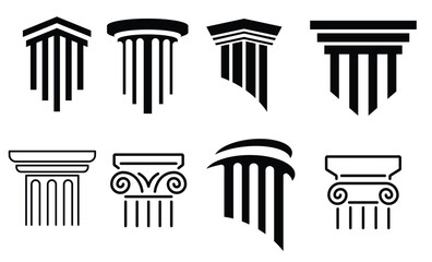 Collection stylized column illustrations