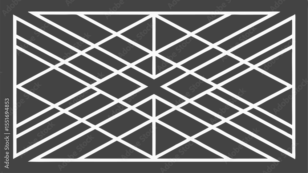 Poster geometric pattern with intersecting lines in white suitable for design projects