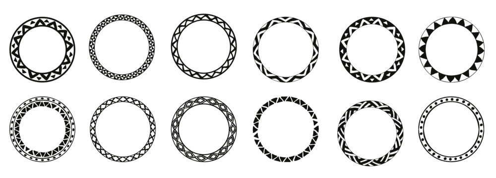 Collection of round decorative border frames.