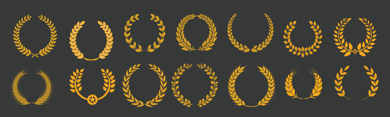 collection wreaths with gold orange ribbons