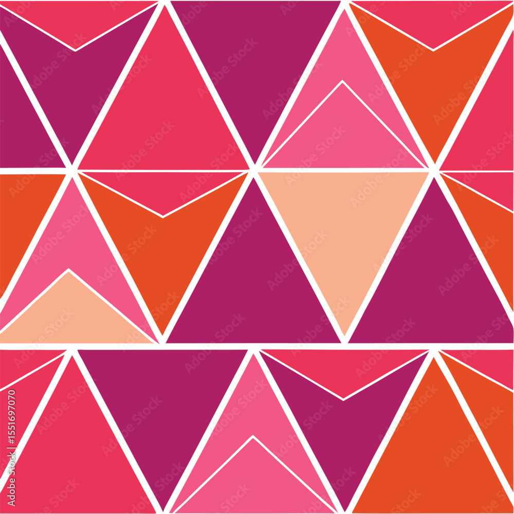 Poster geometric triangles pattern with bold colors in a seamless abstract background