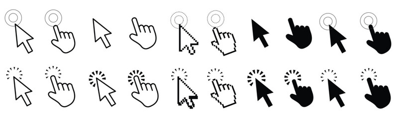 computer mouse click cursor gray arrow icons set loading icons cursor icon