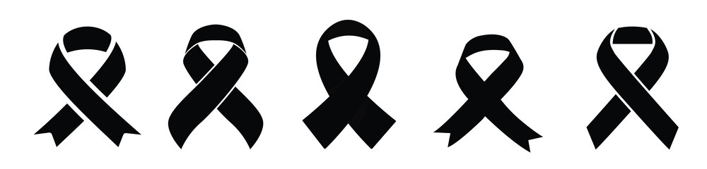 Consciousness ribbon white black line icon
