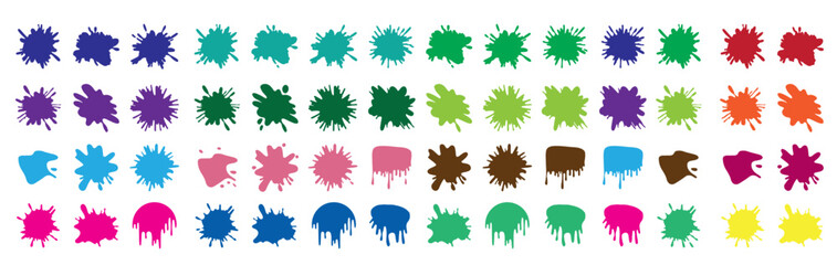 colored paint stains collection white background © Bassam
