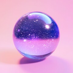 Obraz premium Reflective Glass Sphere With Glitter On Pink Background