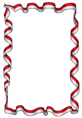 Frame Border Of Red White Spirals Waving Ribbon For Independence Day