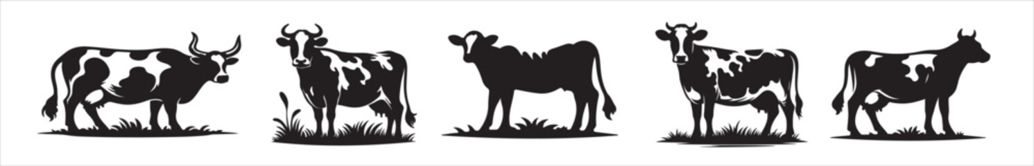 cow silhouette vector style design cow silhouette icon illustration with white background.