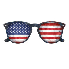 Grunge Sunglasses with United States Flag Illustration on Transparent